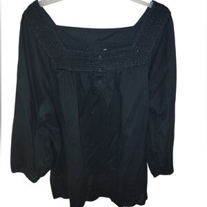 a.n.a Elegant Black Blouse with Embellished Neckline
